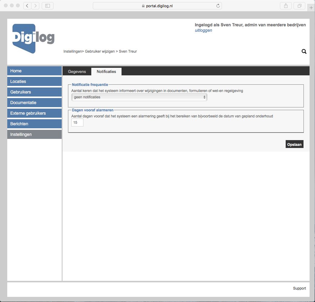 Notificaties dashboard